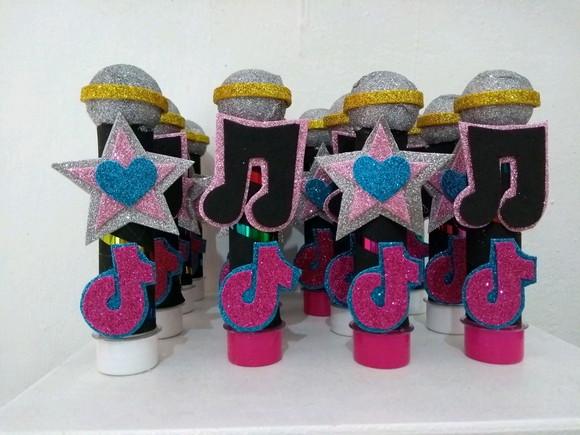 20 Tubetes Microfone Personalizados Tema Tik Tok