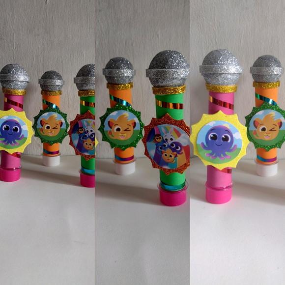 20 Tubetes Microfone Personalizados Tema Bolofos
