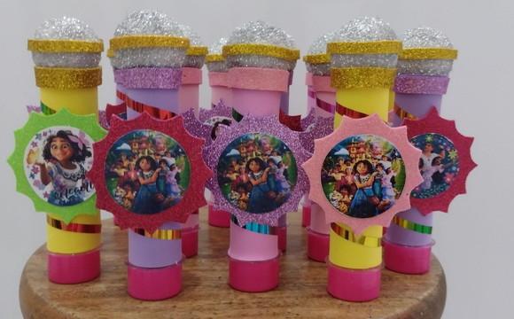 20 Tubetes Microfone Tema Encanto