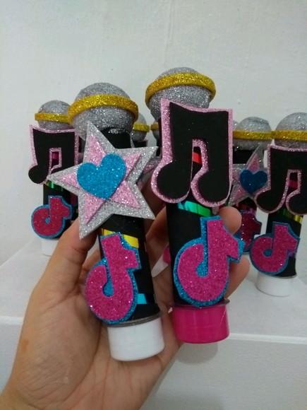 20 Tubetes Microfone Personalizados Tema Tik Tok