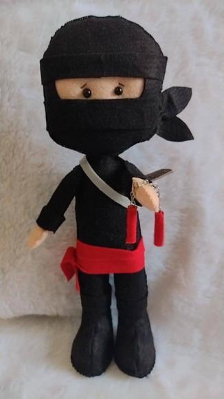 6 Bonecos Ninja Feltro com Espada e Muchaco