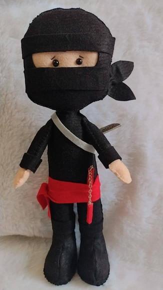 6 Bonecos Ninja Feltro com Espada e Muchaco