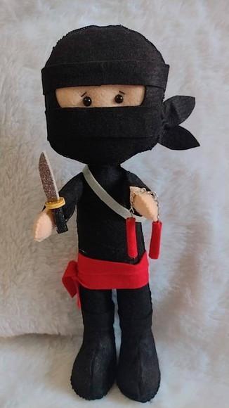6 Bonecos Ninja Feltro com Espada e Muchaco