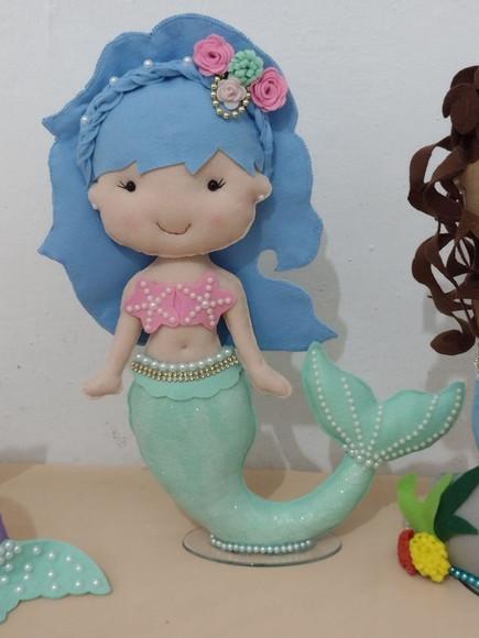 Sereia linda morena em feltro (pode mudar a cor)