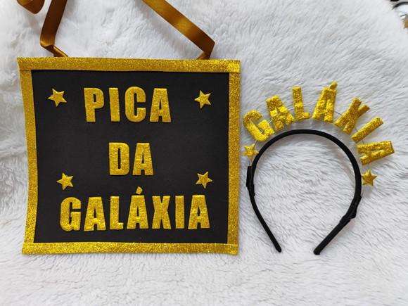 Tiara+plaquinha Carnaval Galáxia (faço Qualquer Frase)