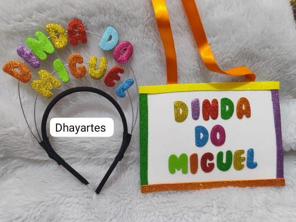 Tiara+plaquinha Personalizada com Frases para Festas