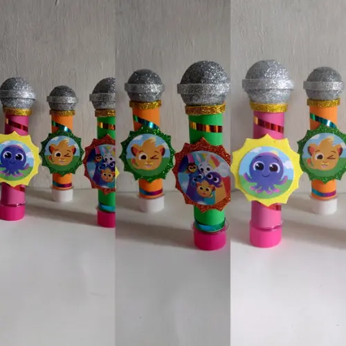 20 Tubetes Microfone Personalizados Tema Bolofos