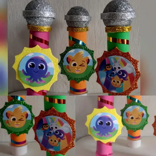 20 Tubetes Microfone Personalizados Tema Bolofos