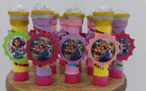 20 Tubetes Microfone Tema Encanto