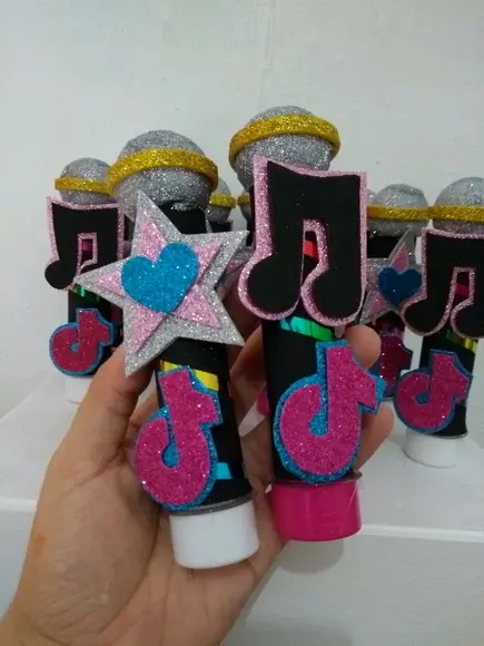 20 Tubetes Microfone Personalizados Tema Tik Tok