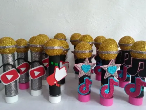 20 Tubetes Microfone Tema Youtube (quinze)