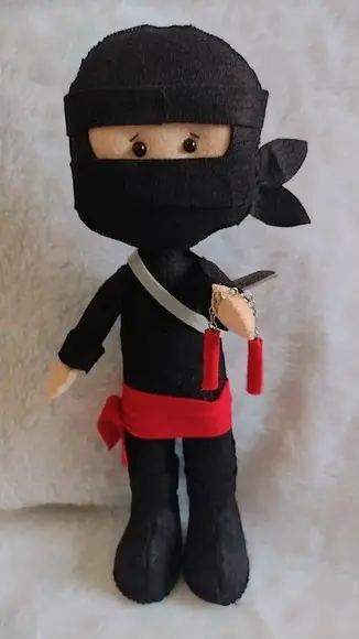 6 Bonecos Ninja Feltro com Espada e Muchaco