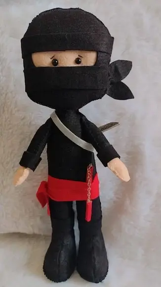 6 Bonecos Ninja Feltro com Espada e Muchaco