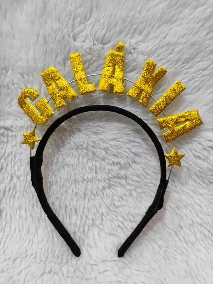 Tiara+plaquinha Carnaval Galáxia (faço Qualquer Frase)