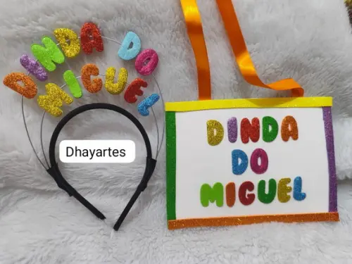 Tiara+plaquinha Personalizada com Frases para Festas