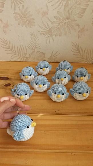 Kit com 20 Mini Passarinhos Chaveiro
