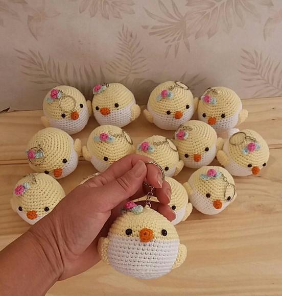 Kit com 20 Mini Passarinhos Chaveiro