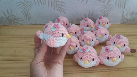 Kit com 20 Mini Passarinhos Chaveiro