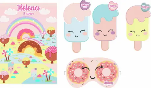 0010 - Kit Festa do Pijama Cupcakes Donuts Doces