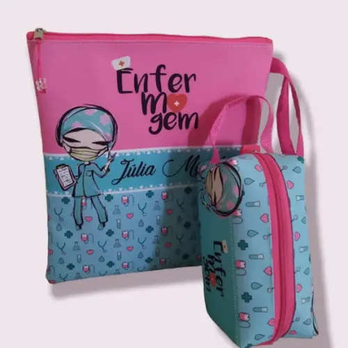 Kit Porta Jaleco Enfermagem + Necessaire Box