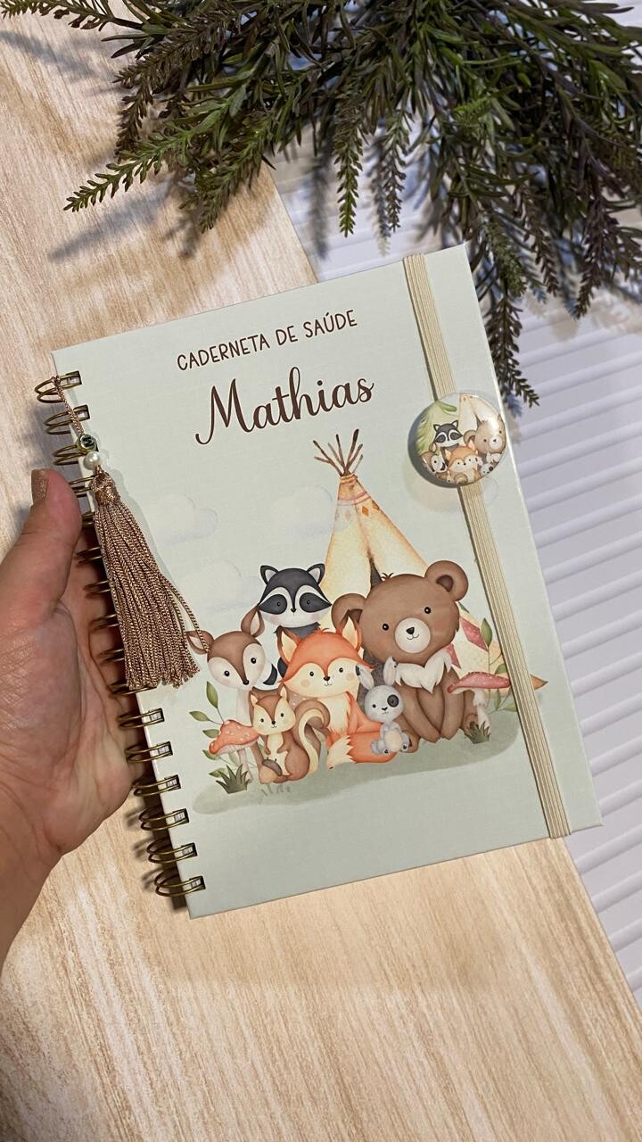 Caderneta de Saúde Personalizada Menino Animais da floresta