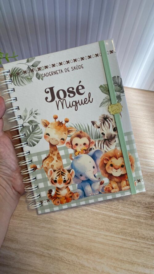 Caderneta de Saúde Personalizada Menino Safari verde