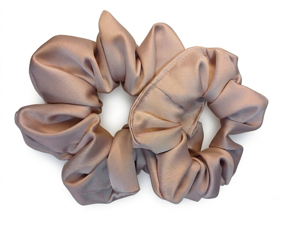 scrunchie cetim rosa artesanal kit com dois