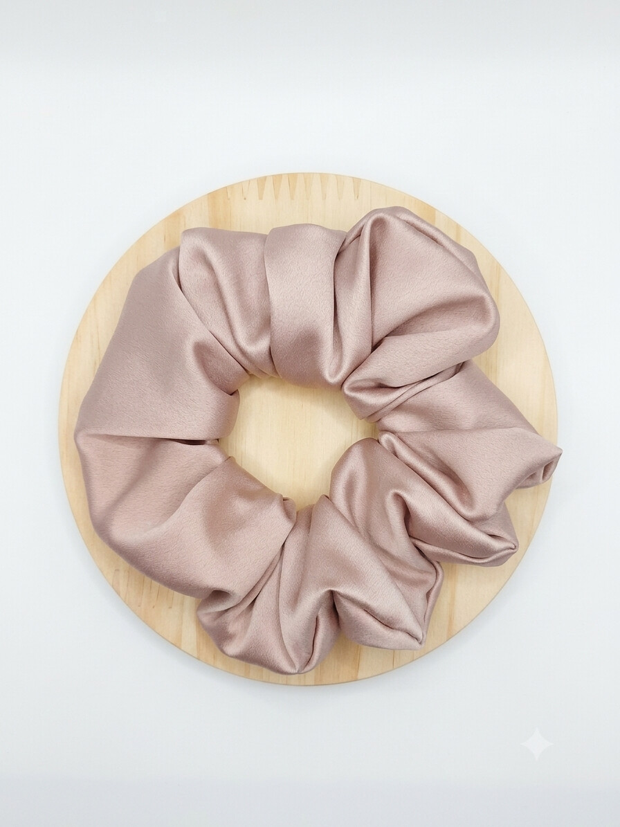 scrunchie cetim rosa artesanal kit com dois