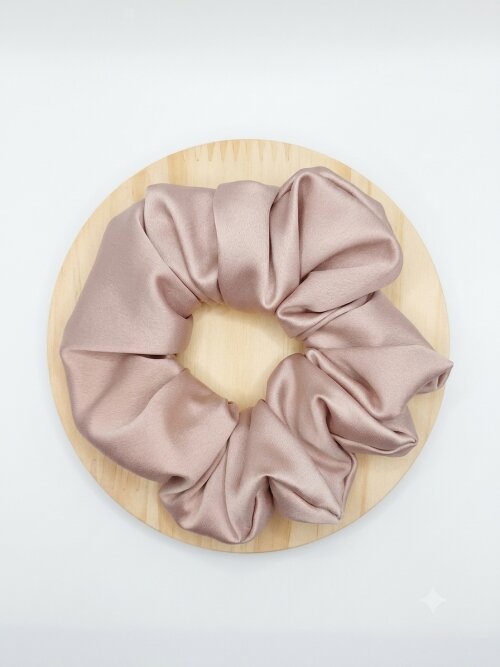 scrunchie cetim rosa artesanal kit com dois