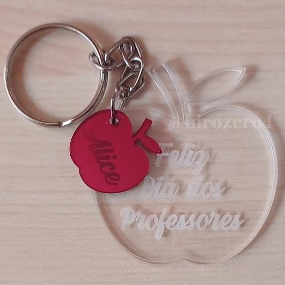 Chaveiro Acrílico Dia dos Professores Maçã