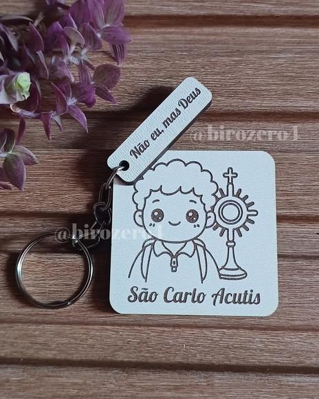 Chaveiro São Carlo Acutis Infantil mdf Branco