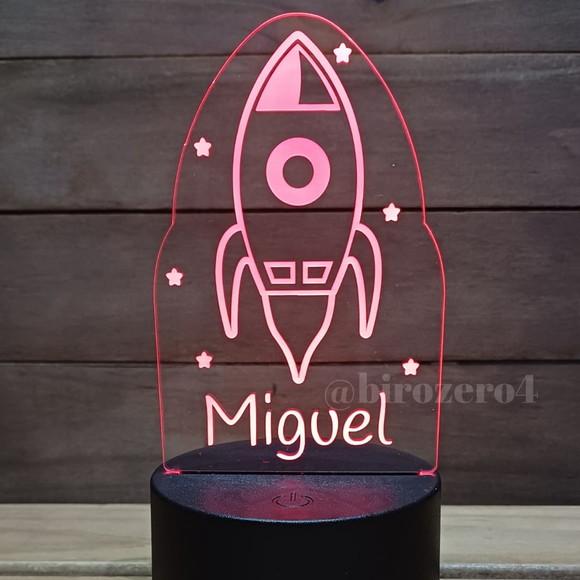 Luminária de Led Personalizada 7 Cores de Luz Foguete
