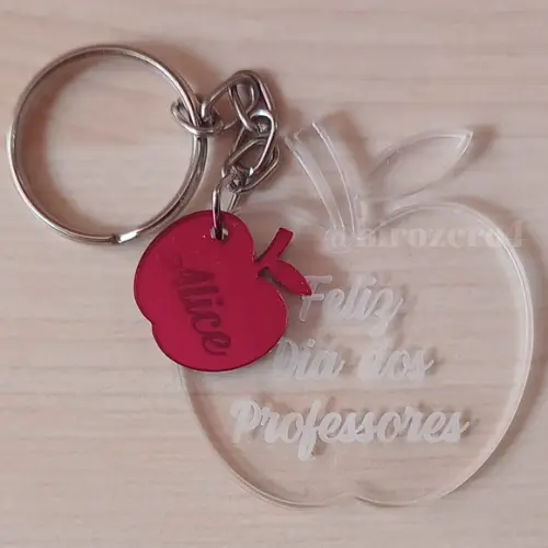 Chaveiro Acrílico Dia dos Professores Maçã
