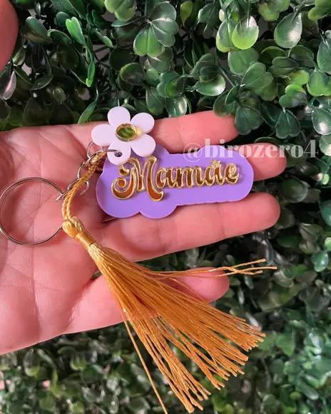 Chaveiros Dia das Mães Especial Acrílico Flor Retrô
