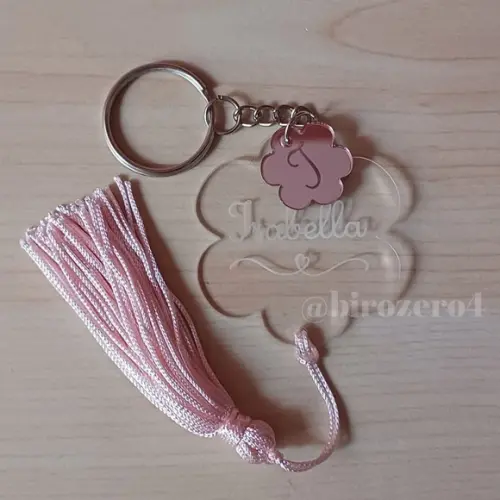 Chaveiro Flor em Acrílico Pingente e Tassel