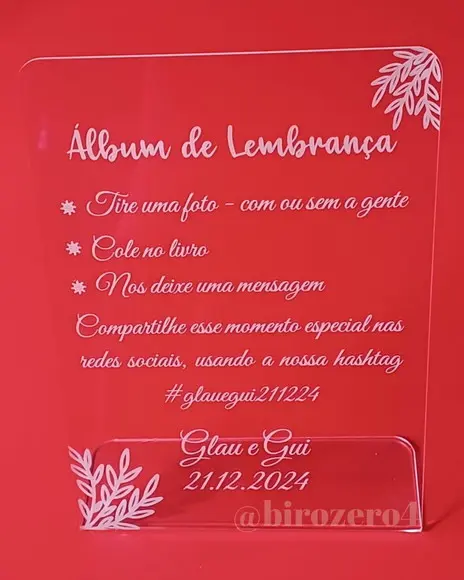 Placa Display Homenagem Personalizada Casamento Eventos