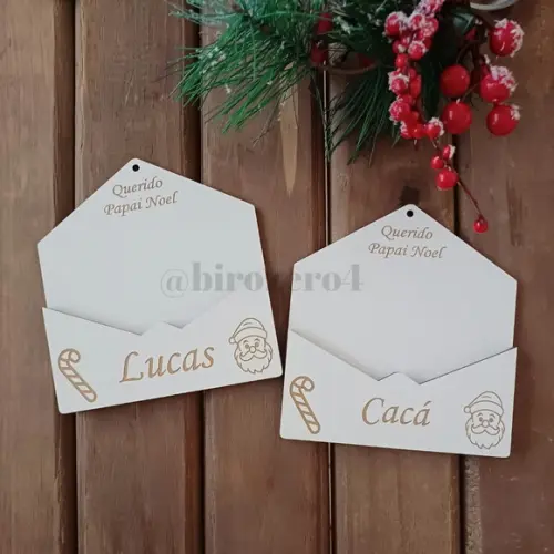 Porta Cartinha Envelope Papai Noel mdf (unidade)