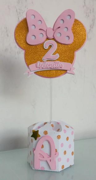 Centro de Mesa Minnie Rosa Luxo