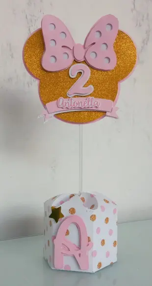 Centro de Mesa Minnie Rosa Luxo