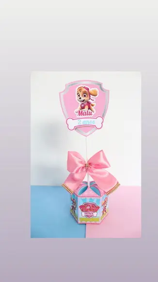 Centro de Mesa Patrulha Canina Rosa