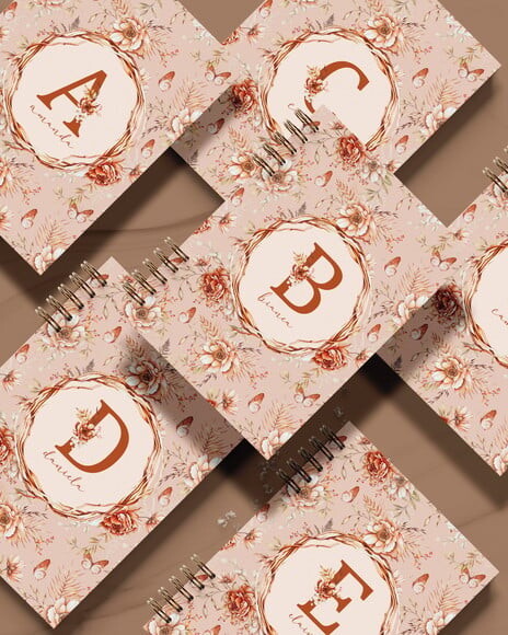 Caderno Alfabeto Floral Boho