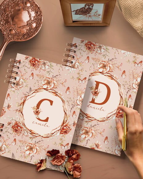 Caderno Alfabeto Floral Boho