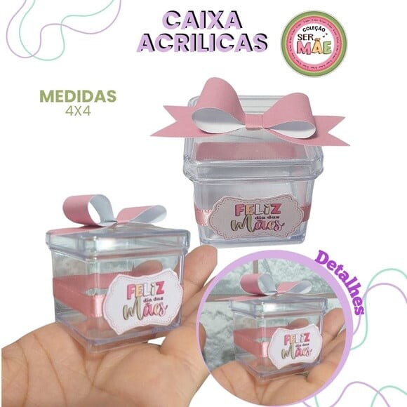 Caixa Acrílica Mine 4x4 Dia das Mães
