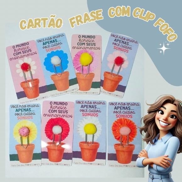 Card Dia dos Professores com Clip Fofo