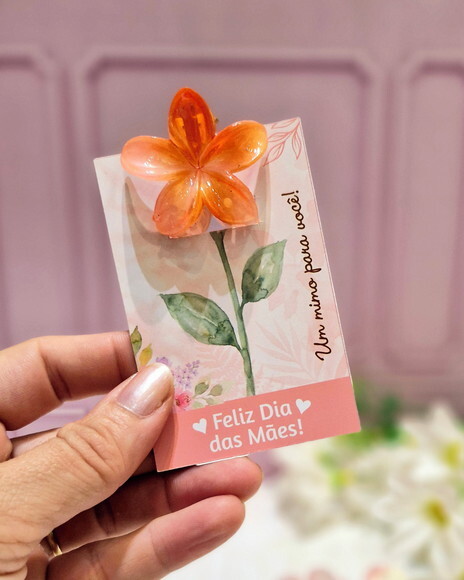 Cartão Dia das Mães para Presilha Flor 4cm