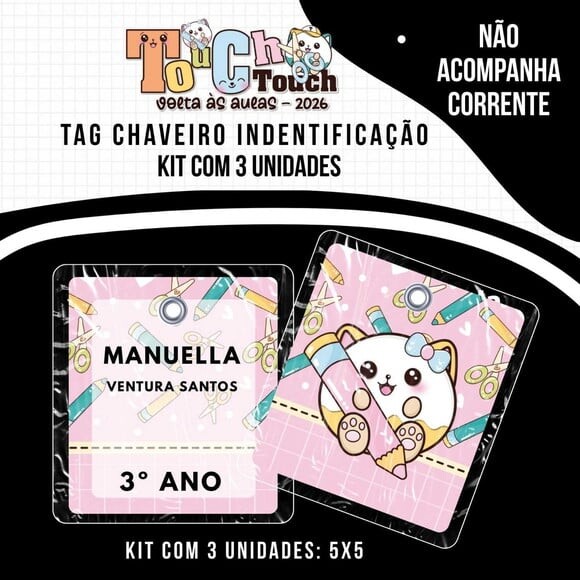 Kit 3 Chaveiros Tag Identificação