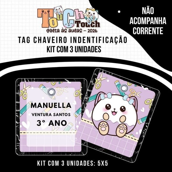 Kit 3 Chaveiros Tag Identificação