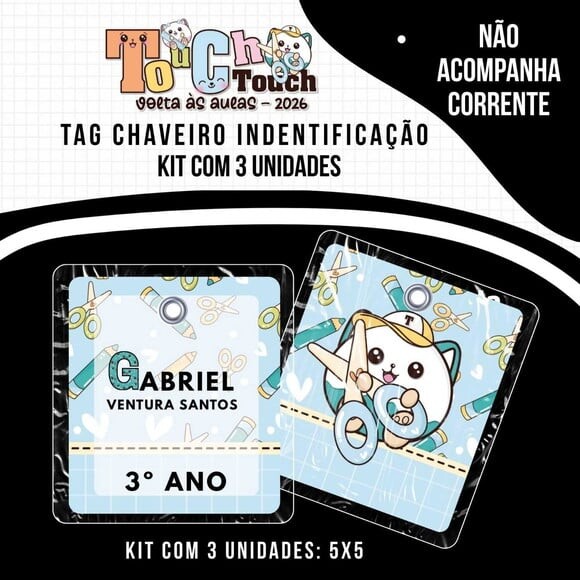 Kit 3 Chaveiros Tag Identificação