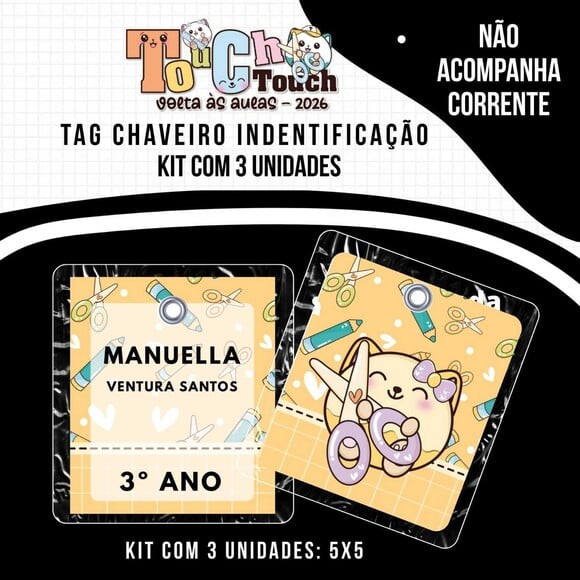 Kit 3 Chaveiros Tag Identificação