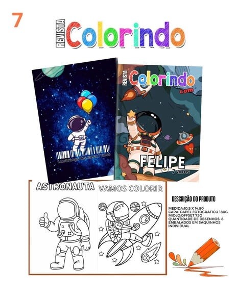 Livro Colorir Astronauta com 10 Unidades